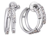 ESTATE .80CT DIAMOND 18KT WHITE GOLD CLASSIC ROUND DOUBLE HOOP HANGING EARRINGS