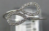 ESTATE .11CT DIAMOND 14KT WHITE GOLD 3D DOUBLE PEAR SHAPE LEAF CRISS CROSS RING
