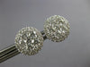 ESTATE LARGE 1.13CT DIAMOND 18KT WHITE GOLD 3D CLUSTER FLOWER HALO STUD EARRINGS
