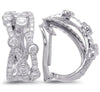 WIDE 1.49CT DIAMOND 14KT WHITE GOLD 3D MULTI ROW CRISS CROSS X CLIP ON EARRINGS