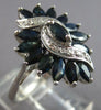 LARGE 2.10CT DIAMOND & AAA SAPPHIRE 14KT WHITE GOLD ROUND & MARQUISE FLOWER RING