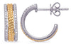 WIDE .20CT DIAMOND 14K 2 TONE GOLD 3D DOUBLE ROPE SEMI HOOP FUN HANGING EARRINGS
