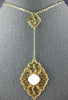 LARGE 10.4CT DIAMOND & AAA MOONSTONE 14K ROSE GOLD LARIAT DOUBLE STRAND NECKLACE