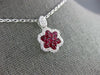 ESTATE 1.07CT DIAMOND & AAA RUBY 18KT WHITE GOLD CLASSIC CLUSTER FLOWER PENDANT