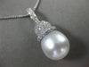 ESTATE LARGE & LONG .57CT DIAMOND 18KT WHITE GOLD SOUTH SEA PEARL PAVE PENDANT