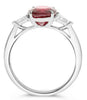 3.31CT DIAMOND & AAA RUBY PLATINUM OVAL & TRILLION CUT 3 STONE ENGAGEMENT RING