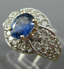 ESTATE WIDE 1.40CT DIAMOND & AAA SAPPHIRE 14K TWO TONE GOLD OVAL ENGAGEMENT RING