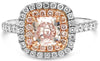 LARGE 1.73CT WHITE & PINK DIAMOND 18KT WHITE & ROSE GOLD RADIANT ENGAGEMENT RING