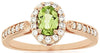 ESTATE .71CT DIAMOND & AAA PERIDOT 14KT ROSE GOLD 3D OVAL & ROUND HALO FUN RING