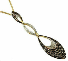 1.02CT WHITE & MOCHA DIAMOND 14KT YELLOW GOLD 3D TEAR DROP JOURNEY LOVE PENDANT