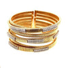 EXTRA LARGE 2.62CT DIAMOND 18KT 2 TONE GOLD MULTI ROW SNAKE CUFF BANGLE BRACELET