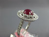 WIDE 2.74CT DIAMOND & AAA CABOCHON RUBY 18KT WHITE GOLD OVAL & ROUND FLOWER RING