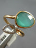 .07CT DIAMOND & AAA GREEN AGATE 14K ROSE GOLD DOUBLE PEAR SHAPE CRISS CROSS RING