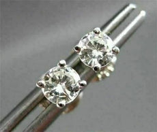 ESTATE .40CT DIAMOND 14K WHITE GOLD SOLITAIRE 4 PRONG CLASSIC EARRINGS 5mm 21023