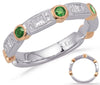 .56CT DIAMOND & AAA EMERALD 14KT WHITE & ROSE GOLD 3D FILIGREE ANNIVERSARY RING