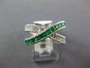 1.44CT DIAMOND & AAA EMERALD 14KT WHITE GOLD 3D BAGUETTE X CRISS CROSS FUN RING