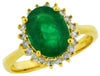 2.76CT DIAMOND & EMERALD 14KT YELLOW GOLD CLASSIC OVAL & ROUND HALO FLOWER RING