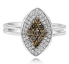 .73CT WHITE & CHOCOLATE FANCY DIAMOND 14KT WHITE GOLD MARQUISE SHAPE PAVE RING