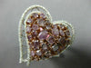 GIA EXTRA LARGE 4.42CT WHITE & PINK DIAMOND 18K ROSE GOLD DOUBLE HEART LOVE RING