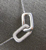 ESTATE .26CT DIAMOND 14KT WHITE GOLD RECTANGULAR LOVE KNOT V SHAPE FUN NECKLACE