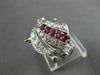 ANTIQUE .91CT OLD MINE DIAMOND RUBY 14KT WHITE GOLD FILIGREE COCKTAIL RING 20824