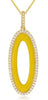 .36CT DIAMOND & YELLOW ENAMEL 14KT YELLOW GOLD 3D OPEN OVAL FUN FLOATING PENDANT