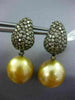 LARGE 2.65CT CHAMPAGNE DIAMOND & SOUTH SEA PEARL 18K BLACK GOLD HANGING EARRINGS