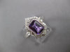 LARGE 1.58CT DIAMOND & AAA AMETHYST 14KT WHITE GOLD 3D EMERALD CUT FILIGREE RING