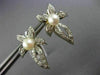 LARGE .50CT DIAMOND & AAA SOUTH SEA PEARL 14K WHITE GOLD 3D FLOWER LEAF EARRINGS