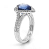 LARGE 5.37CT DIAMOND & AAA SAPPHIRE 18KT WHITE GOLD PEAR SHAPE & ROUND HALO RING