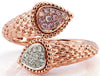 LARGE .27CT WHITE & PINK DIAMOND 18KT WHITE & ROSE GOLD PANTHER CRISS CROSS RING