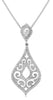 .36CT DIAMOND 14KT WHITE GOLD 3D OPEN FILIGREE TEAR DROP LOVE FLOATING PENDANT