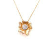 ESTATE .42CT DIAMOND 18KT YELLOW GOLD 3D CLASSIC FLOWER LOVE FLOATING PENDANT