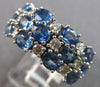 LARGE 4.39CT DIAMOND & AAA SAPPHIRE 14KT WHITE GOLD OVAL & ROUND 3 ROW FUN RING
