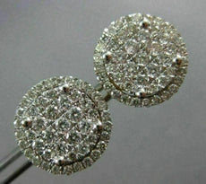 ESTATE LARGE 1.30CT DIAMOND 14KT WHITE GOLD 3D FILIGREE SCREW BACK STUD EARRINGS