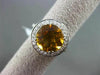 ANTIQUE LARGE 4.55CT DIAMOND & EXTRA FACET CITRINE 14KT WHITE GOLD FILIGREE RING