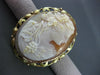 ANTIQUE LARGE 14K YELLOW & ROSE GOLD FLORAL LADY SHELL CAMEO PENDANT & PIN 22497