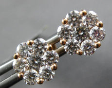 ESTATE 1.0CT DIAMOND 18KT ROSE GOLD 3D CLASSIC FLOWER INVISIBLE STUD EARRINGS