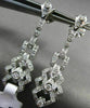 ESTATE LONG 1.13CT DIAMOND 14KT WHITE GOLD OPEN FILIGREE FLOWER HANGING EARRINGS