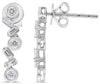 ESTATE .26CT DIAMOND 14K WHITE GOLD 3D ROUND & BAGUETTE ZIG ZAG HANGING EARRINGS