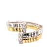 EXTRA LARGE 1.11CT DIAMOND 18KT 2 TONE GOLD MULTI ROW PAVE SNAKE BANGLE BRACELET