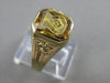 ESTATE ENGRAVED FREE MASON 14KT YELLOW GOLD FILIGREE MENS RING 11MM WIDE #21413