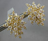 LARGE 3.28CT DIAMOND 18K YELLOW GOLD MULTI LEAF CLUSTER CLIP ON HANGING EARRINGS