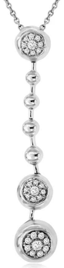.11CT DIAMOND 14KT WHITE GOLD CLUSTER MULTI BEADED BY THE YARD FLOATING PENDANT