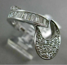 ESTATE 1.85CT DIAMOND 18KT WHITE GOLD MILGRAIN CRISS CROSS MUSICAL NOTE FUN RING