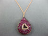 ESTATE .31CT DIAMOND & AAA RUBY 14KT ROSE GOLD TEAR DROP HEART FLOATING PENDANT
