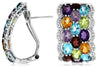 LARGE 11.34CT DIAMOND & AAA MULTI GEM 14KT WHITE GOLD 3D OVAL & ROUND EARRINGS