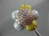 ESTATE EXTRA LARGE 7.21CT MULTI COLOR DIAMOND 18K TRI COLOR GOLD FLOWER FUN RING