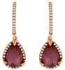 3.23CT DIAMOND & AAA AMETHYST 14KT ROSE GOLD PEAR SHAPE & ROUND HANGING EARRINGS