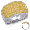 ESTATE LARGE 3.83CT WHITE & INTENSE FANCY YELLOW DIAMOND 14KT TWO TONE GOLD RING